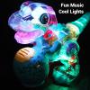 Bnineteenteam Electric Dinosaur Toy, Transparent Gears with Music Lights, Walking Swinging Dinosaur Toy for Children view 3