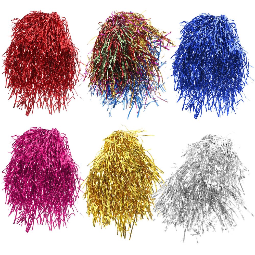 CVUTOVO 6Pcs Colorful Foil Tinsel Cosplay Wigs for Holiday Party Costume Dress-Up Accessories for Women and