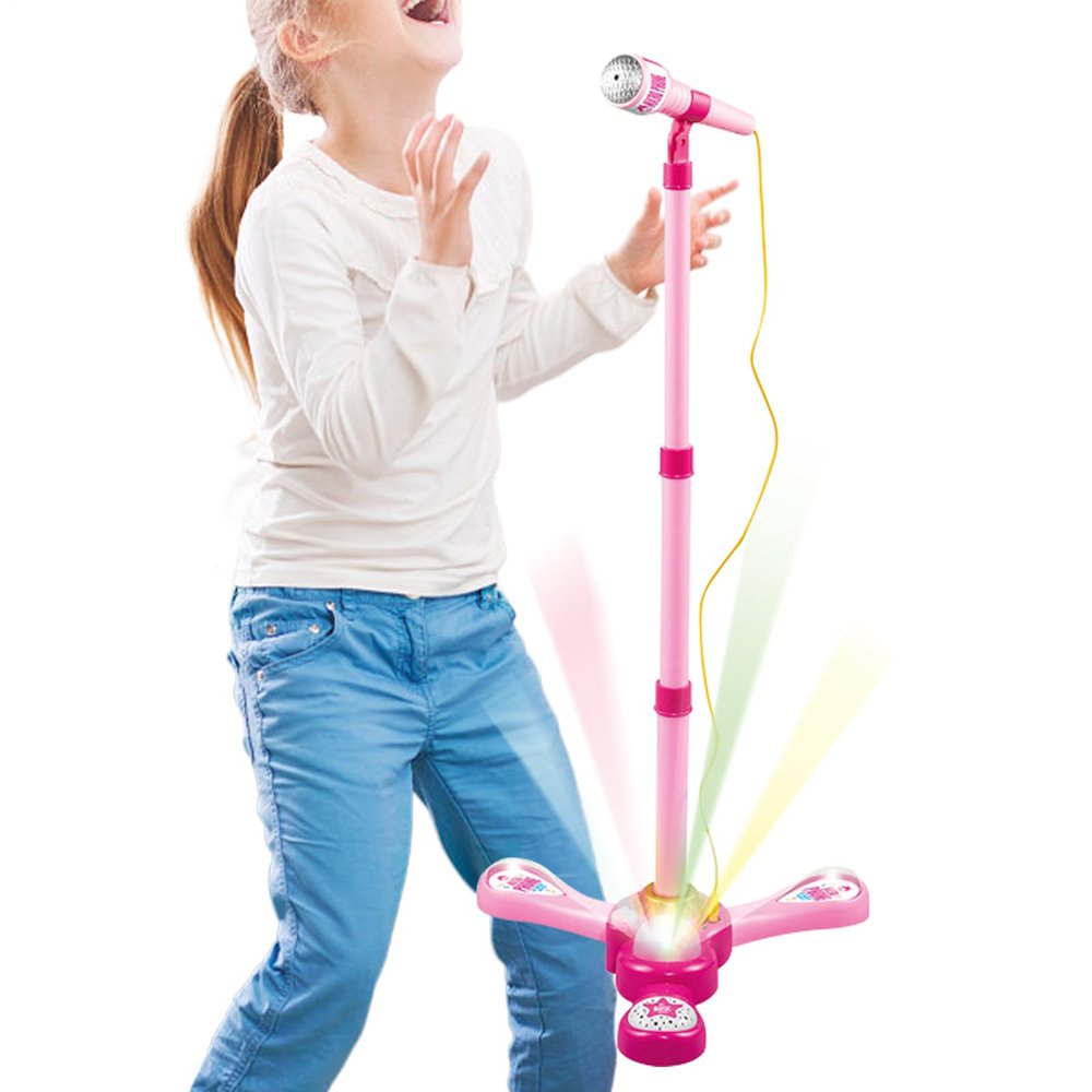 Echo Microphone - Light Interactive Adjustable Stand Music Toys, Karaoke Mics Toy Fun Supplies, Wireless Microphone with Lights for Boy Girl Preschoolers Kindergarten Students Family Friends Daughter