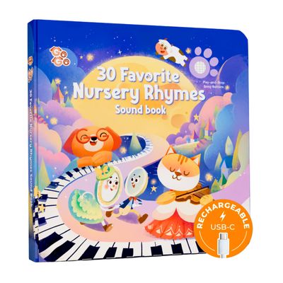 GO GO 30 Favorite Nursery Ryhmes Sound Book, USB-C Rechargeable, Interactive Musical Learning Book for Toddlers