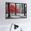 Red Accent Forest 1000 Piece Wooden Puzzle, Monochrome Woodland Scene, Jigsaw Puzzles for Stress Relief, Wall Art, or Leisure view 2