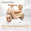 12V Kids Motorcycle, 3 Wheel Electric Motorcycle for Toddlers w/Parent Remote, Ride on Motorcycle with Wooden Handle, Music&Bluetooth, Beige view 2