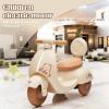 12V Kids Motorcycle, 3 Wheel Electric Motorcycle for Toddlers w/Parent Remote, Ride on Motorcycle with Wooden Handle, Music&Bluetooth, Beige view 3