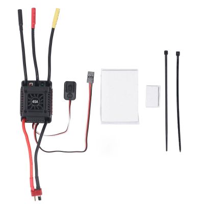 - 45A Brushless ESC for 1/10 RC Car, Adjustable 45A Sensor ESC with T Plug, Multiple Protecting Features for Buggy Truck Off Road Racing