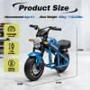 24V Electric Dirt Bike for Kids, 300W Electric Motorcycle - Up to 11.18Mile/h, Ride on Motorcycle with Dual Suspension, Twist Grip Throttle, Music&Light, 1-Minute Install, for Kids 6+, Blue view 2