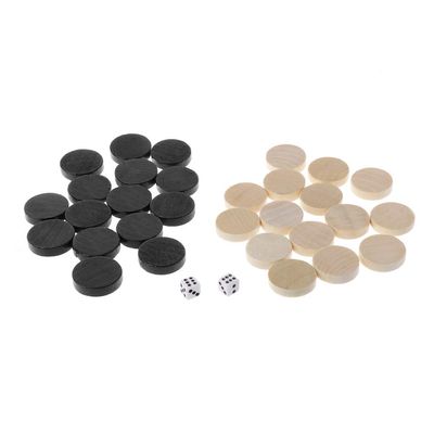 30pcs Wooden Draughts Backgammon Chess Pieces for Draughts & Checkers & Backgammon Piece Flying
