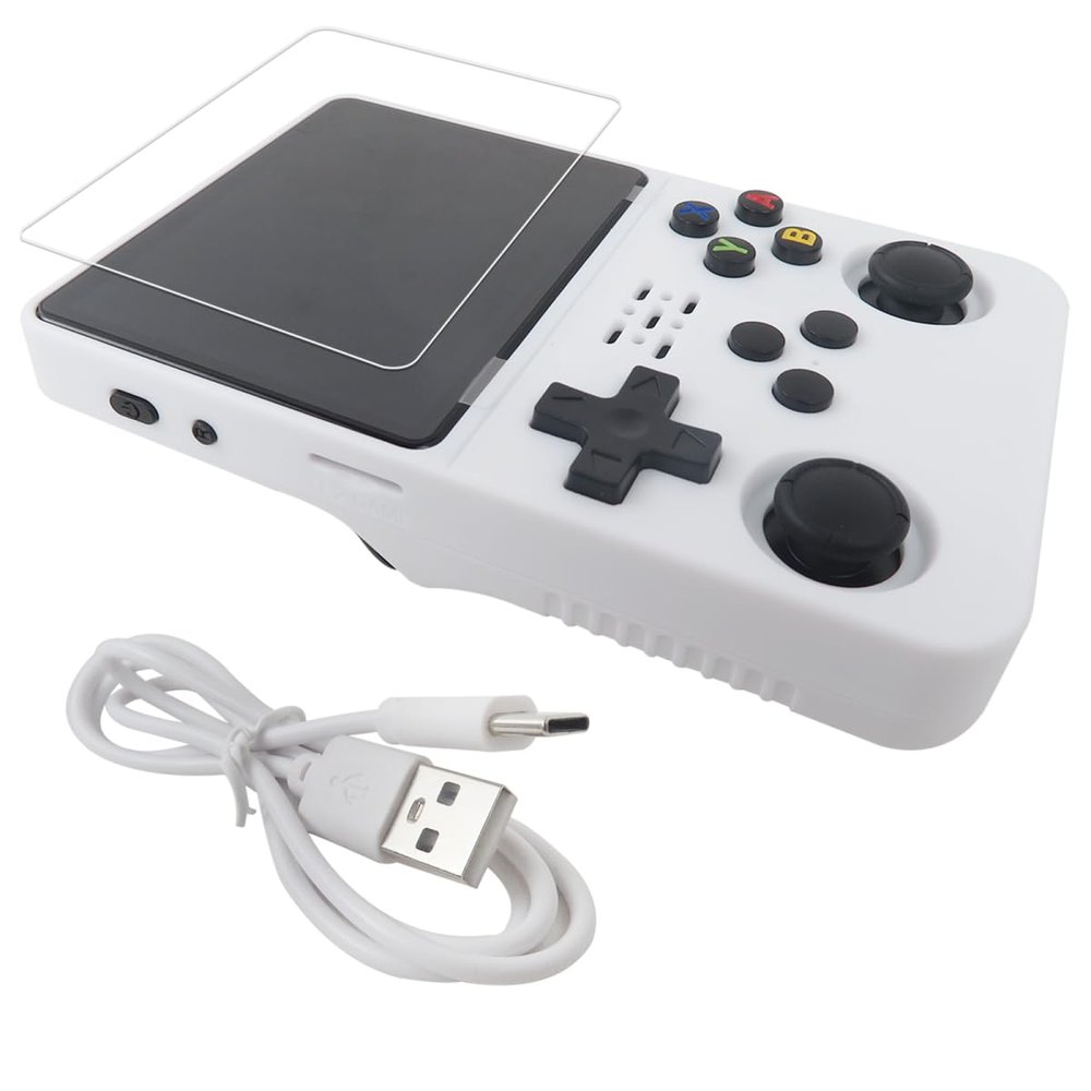 Bedaily New Version R36S Retro Handheld Video Game Console Linux System 3.5 Inch IPS Screen, 128G , 15,000+ Classic Games, for Birthday Gifts Presents - White