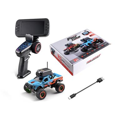 FILONA WL 1/64 RC Truck, APP Auto-Pairing Full-Proportional FPV Mini RC Crawler Car Model with WiFi Camera, for Vehicle Fans (Remote Controller Included+Display Screen/RTR/Blue)