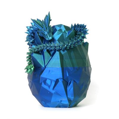 3D Printed Dragon Toy for Boys - 12 Inch Articulated Dragon Figure with Dragon Egg (Easter Basket Stuffer) | Birthday Gift for Kids (Opposite Sex Blue)