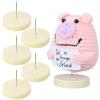 ERINGOGO Felt Doll Display Stand with Wooden Base 5Cm Thick Round Base Needle Felt Animal Holder for DIY Crochet Dolls Collectible Display 6pcs Set view 1