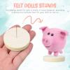 ERINGOGO Felt Doll Display Stand with Wooden Base 5Cm Thick Round Base Needle Felt Animal Holder for DIY Crochet Dolls Collectible Display 6pcs Set view 3