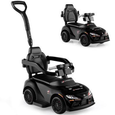 Licensed Toyota Ride on Push Car for Toddlers by INFANS, 3 in 1 Walking Sliding Toy with Removable Guardrails and Handle, Music, Under Seat Storage for Kid (Dark)