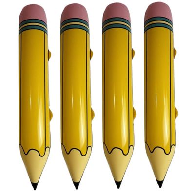 4PCS Giant Inflatable Pencil 26.8x3.2'' Eye-Catching PVC Inflatable Pencil Easy to Inflate & Deflate Blow up for Classroom, Back-to-School Parties and Graduation Giant