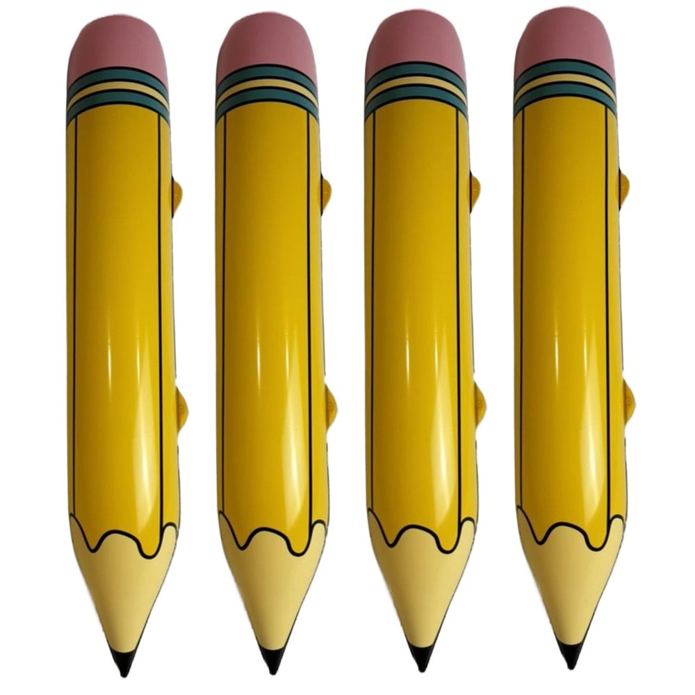 4PCS Giant Inflatable Pencil 26.8x3.2'' Eye-Catching PVC Inflatable Pencil Easy to Inflate & Deflate Blow up for Classroom, Back-to-School Parties and Graduation Giant