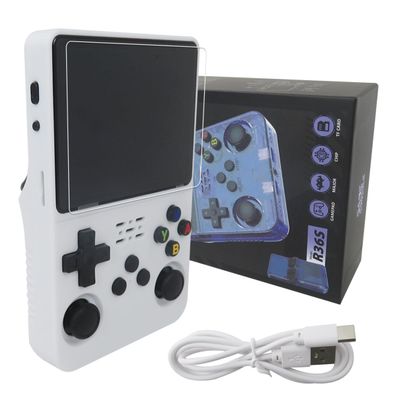 Bedaily New Version R36S Retro Handheld Game Console with 128G 3.5 Inch IPS Screen Built-in 15000+ Classic Games Open Source Linux System Portable Pocket Video Player (White)
