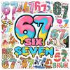 100PCS 6 7 Stickers Funny Six Seven Meme Stickers Waterproof Vinyl Gifts for Phone, Water Bottle, Luggage, Laptop, 67 Gifts for Adults Teens view 1