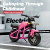 24V Electric Dirt Bike for Kids, 300W Electric Motorcycle - Up to 11.18Mile/h, Ride on Motorcycle with Dual Suspension, Twist Grip Throttle, Music&Light, 1-Minute Install, for Kids 6+, Pink view 3