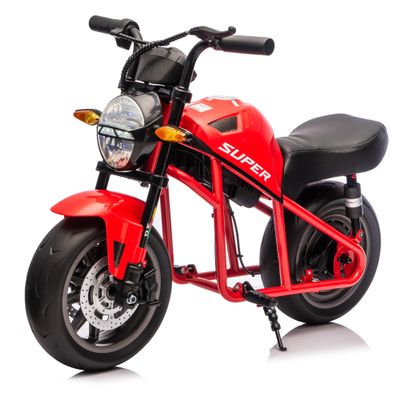 24V Electric Dirt Bike for Kids, 300W Electric Motorcycle - Up to 11.18Mile/h, Ride on Motorcycle with Dual Suspension, Twist Grip Throttle, Music&Light,1-Minute Install, for Kids 6+, Red