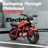 24V Electric Dirt Bike for Kids, 300W Electric Motorcycle - Up to 11.18Mile/h, Ride on Motorcycle with Dual Suspension, Twist Grip Throttle, Music&Light,1-Minute Install, for Kids 6+, Red view 3