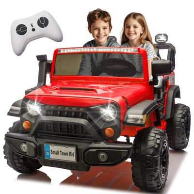 24V Ride on Toys for Big Kids, 2 Seater Ride on Cars with Remote Control, 400W Motor, Ride on Truck w/ 20in Wide Seat, 3 Speeds, Lights, Bluetooth, Electric Car for Kids 3-8, Capacity 110 lb-Red