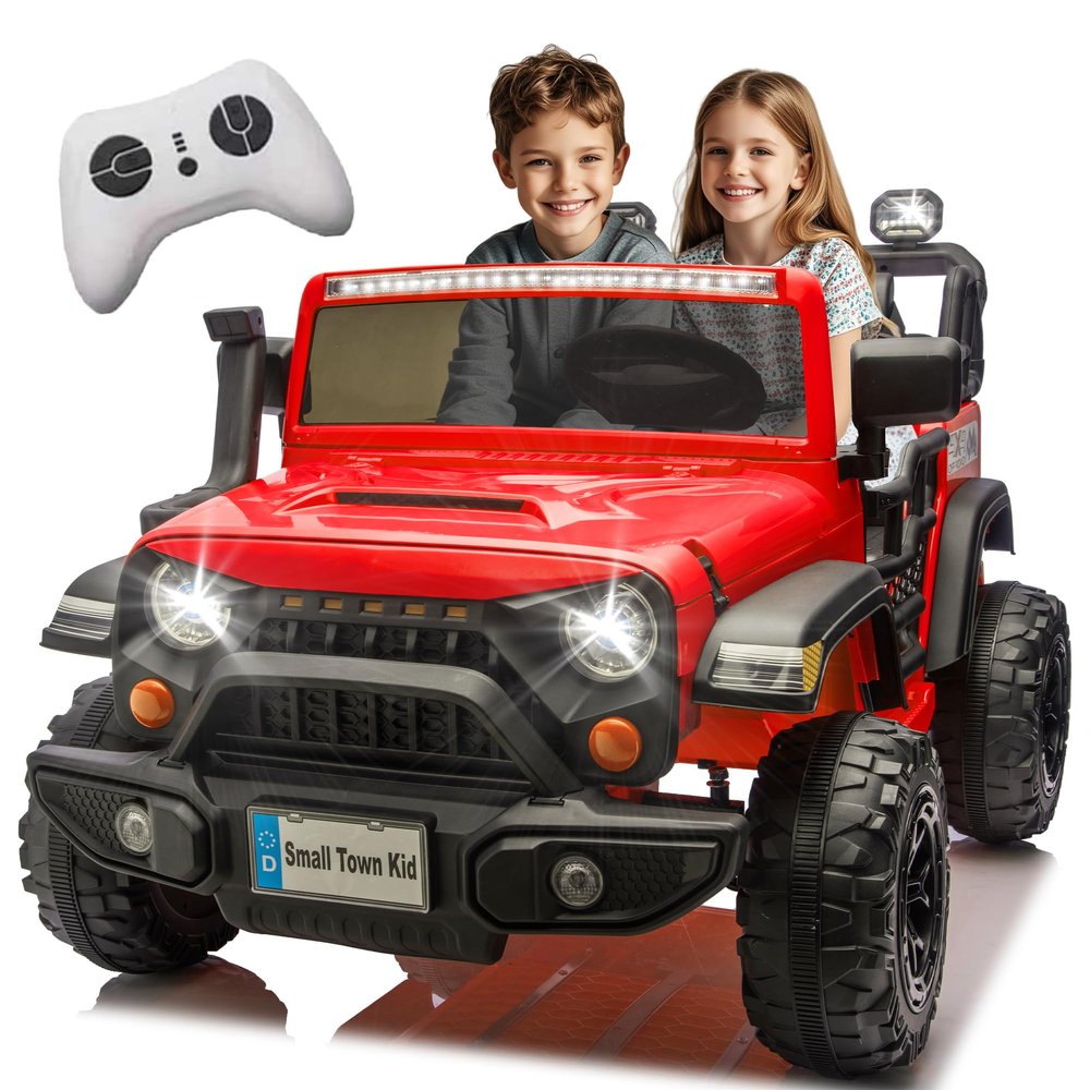 24V Ride on Toys for Big Kids, 2 Seater Ride on Cars with Remote Control, 400W Motor, Ride on Truck w/ 20in Wide Seat, 3 Speeds, Lights, Bluetooth, Electric Car for Kids 3-8, Capacity 110 lb-Red