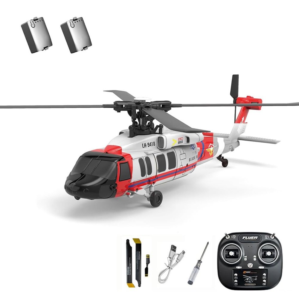 Actualia K200 Black Hawk RC Helicopter, 6CH Brushless Direct Drive RC Helicopter Model with Optical Flow Positioning & 6-Axis Gyro Stable Hover, RTF Remote Control Aircraft for Adult