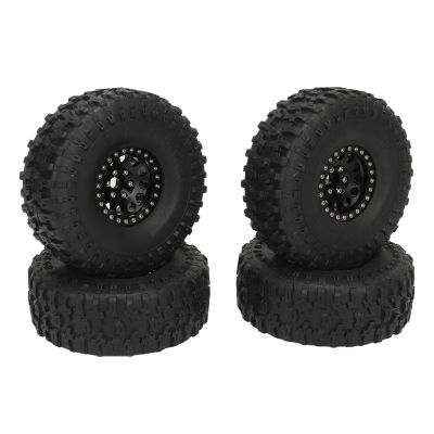 4PCS 1.9inch RC Crawler Rubber Tires, 12 Hole Aluminum Alloy Wheels Hub, Replacement for SCX10 1/10, High Grip Off - Road Tires for RC Cars, Durable and Shock Absorbent for Rough T (Black)