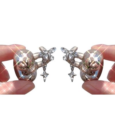 Imitation Rhinestones Butterfly Ear Clip for Open Headphone Detachable Jewelry Accessories Clip Charms for