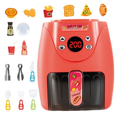 Toy Air Fryer, Toy Air Fryer with 15PCS Accessories Cookies Maker with Music & Lights Color Changing Foods Kitchen for Aged 3+ Kids Kitchen Set Style 2