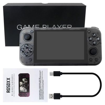 Bedaily New Version RG50XX 5 Inch Handheld Retro Game Console, 64 GB, 15000+ Games, with Date Cable, Dual 3D Joysticks and Button, Black