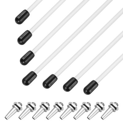 uxcell 160mm Plastic Protection Antenna Tube, RC Antenna Tube with Mount and Cap for RC Car Boat Drone Receiver(Silver, White, 8 Pcs)