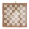 3 in 1 Chess Pieces Set, Wooden Chess Board Set for Kids and Adults, Folding Educational Checkers Game with 16 Brown and 16 Gray Chess Pieces, 30 Checkers and 2 Dice, Portable Pine view 2