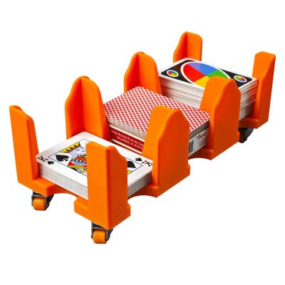 Card Holder - 9 Deck Plastic Revolving Card Game Holder Playing Cards Tray Rotating 360 Organizes Multiple Decks for Canasta, Poker and More | Lightweight, Durable with Smooth Rotation (Orange, Large)