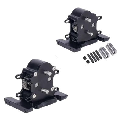 CNC Aluminum Dual Transmission Overdrive Gearbox Installable 2 Motors Compatible with 1/10 RC Crawler Cheater Rigs PRO Parts(Red)