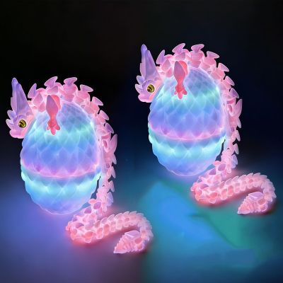 Lohoee 2Set Printed Dragon Eggs with Dragon Inside, Glow in The Dark Articulated Fidget 3D Printed Animals for Collectors, Creative Funny Gift, Easter Egg Fillers Toys or Decoration