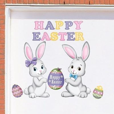 Danmusaa 16-Piece Happy Easter Bunnies & Eggs Garage Magnet-Size- 8" L x 15"