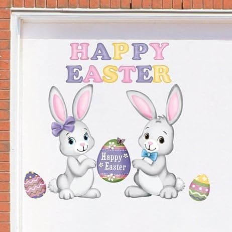 Danmusaa 16-Piece Happy Easter Bunnies & Eggs Garage Magnet-Size- 8" L x 15"