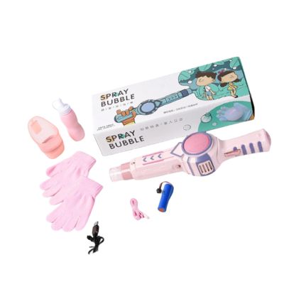 Fog Bubble Machine, Rechargeable Colorful Puffpop Bubble Maker, Interactive Magics Fog Bubble-Wand with Fog Effect and Gloves Accessories for Family Party Fun Play