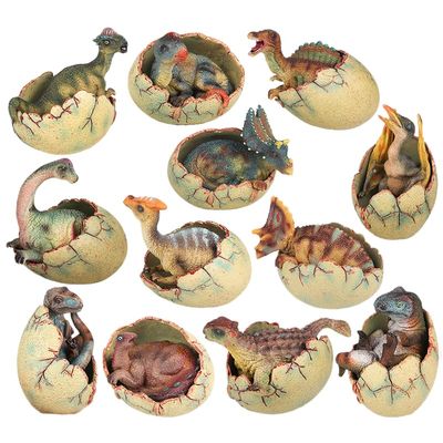 AENIMELY 12PCS Realistic Dinosaur Egg Toy - Solid Dinosaur Figure Model, Educational for Kids, Cake Topper, Party Decoration & STEM Project