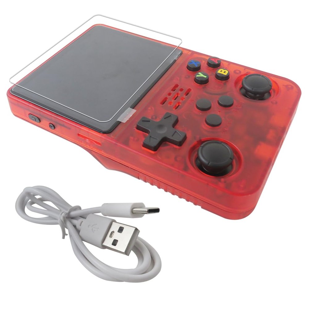 Bedaily New Version R36S Retro Handheld Video Game Console Linux System 3.5 Inch IPS Screen, 128G , 15,000+ Classic Games, for Birthday Gifts Presents - Red