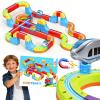 3D Infinity Cube Track Magnetic Electric Train Set for Kids 4 6 7 8,Toy Vehicle Playsets for Toddlers 3-5 Train Set Learning Gift,68 Pcs/1 car view 1