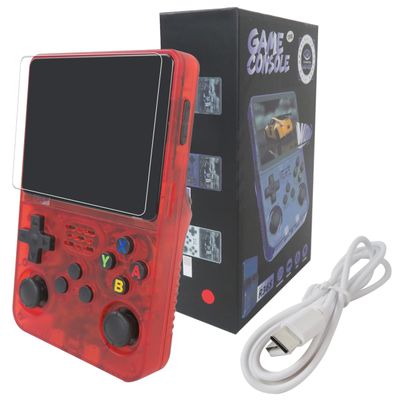 Bedaily New Version R36S Retro Handheld Video Game Console Linux System 3.5 Inch IPS Screen Portable Pocket Video Player 128GB Games, 21 Emulator (Red)