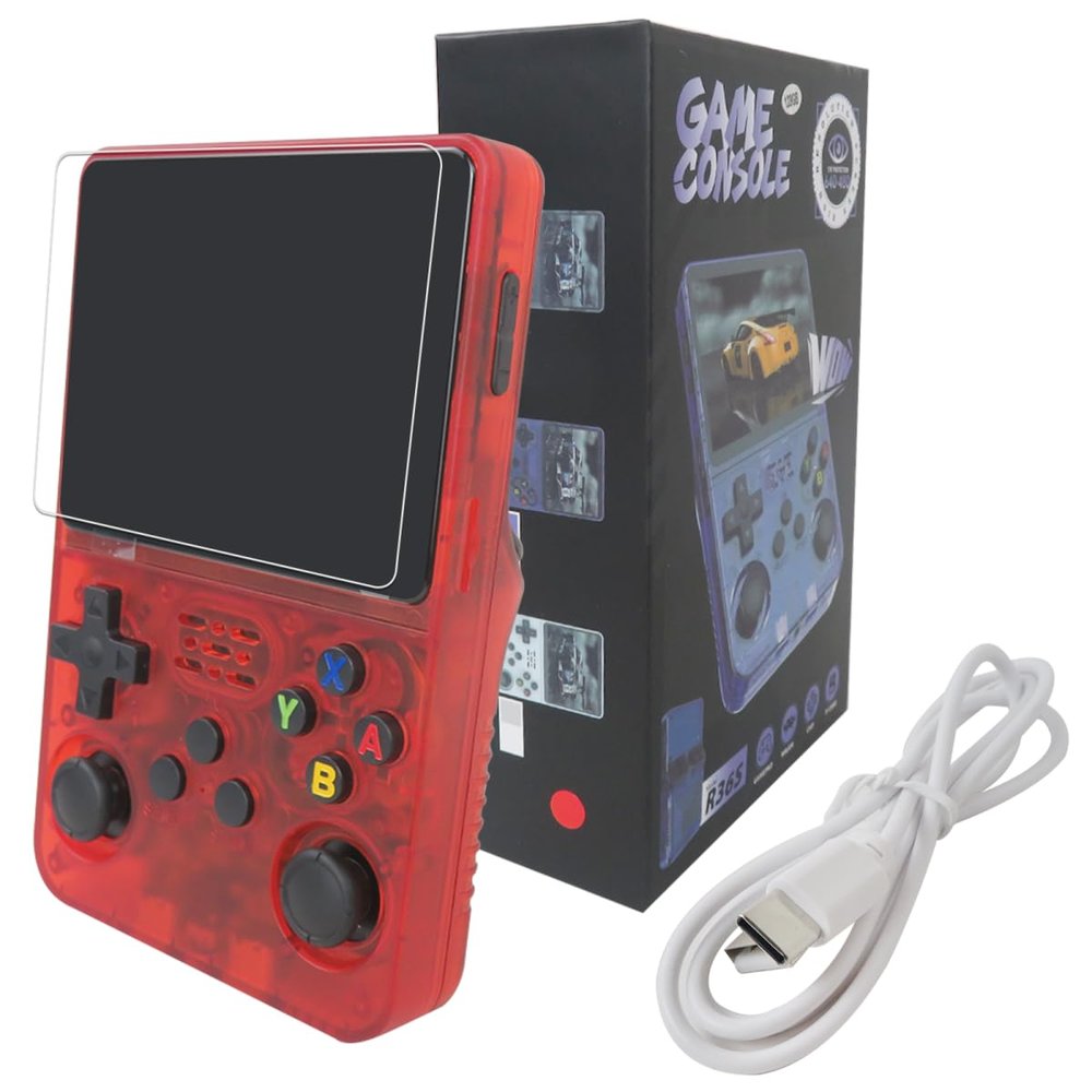 Bedaily New Version R36S Retro Handheld Video Game Console Linux System 3.5 Inch IPS Screen Portable Pocket Video Player 128GB Games, 21 Emulator (Red)