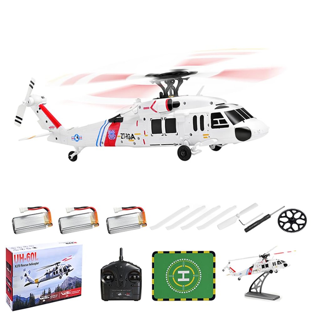 AxiomBricks WL K270 UH-60L Blachawk Helicopter, 2.4G 4CH Flybarless Realistic Helicopter Model with Optical Flow Positioning & 6-axis Gyro, Adjustment Throttle