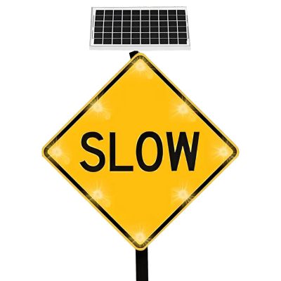 Flashing LED Pedestrian Crossing Sign, Traffic Blinking Street Warning Sign with Mounting Accessories, Aluminum Weatherproof Frame, for Park School Community C