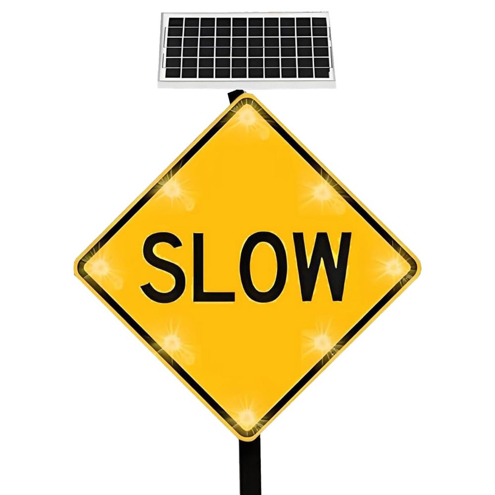 Flashing LED Pedestrian Crossing Sign, Traffic Blinking Street Warning Sign with Mounting Accessories, Aluminum Weatherproof Frame, for Park School Community C