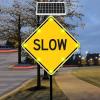 Flashing LED Pedestrian Crossing Sign, Traffic Blinking Street Warning Sign with Mounting Accessories, Aluminum Weatherproof Frame, for Park School Community C view 2