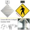 Flashing LED Pedestrian Crossing Sign, Traffic Blinking Street Warning Sign with Mounting Accessories, Aluminum Weatherproof Frame, for Park School Community C view 3