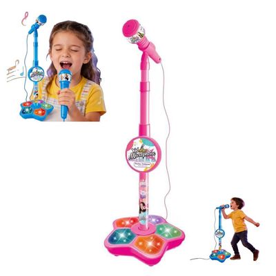 2026 New Star Microphone with Stand, Karaoke Machine with Llight, Practical Plastics Singing Microphone with Stand, Colorful LED Stage Lights Fun Sound Effects for All in-One Microphones Toy (pk)