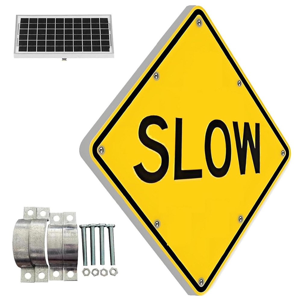Solar Powered Led Pedestrian Crossing Sign for Park School, Aluminum Road Traffic Blinking Street Warning Sign, 60x60cm C